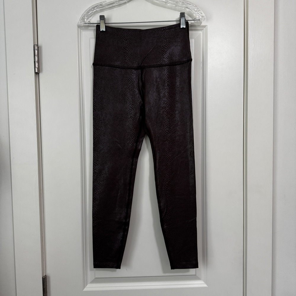 Beyond Yoga Small Brown Faux Leather Snakeskin Leggings